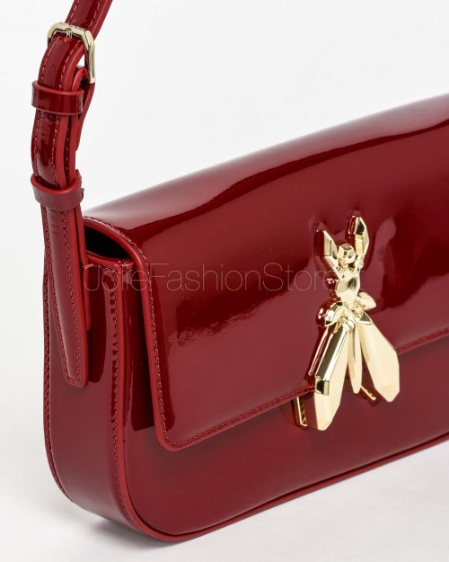 Patrizia Pepe Borsa a Spalla "ESSENTIAL" Fly in Pelle Verniciata Glossy Red  8B0231 L125 R398
