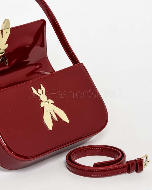 Patrizia Pepe Borsa a Spalla "ESSENTIAL" Fly in Pelle Verniciata Glossy Red  8B0231 L125 R398