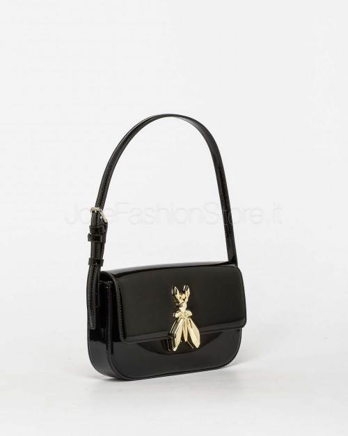 Patrizia Pepe Borsa a Spalla "ESSENTIAL" Fly in Pelle Verniciata Glossy black  8B0231 L125 K182