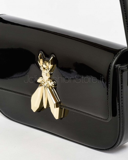 Patrizia Pepe Borsa a Spalla "ESSENTIAL" Fly in Pelle Verniciata Glossy black  8B0231 L125 K182