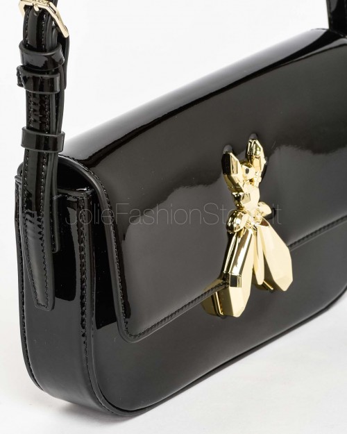 Patrizia Pepe Borsa a Spalla "ESSENTIAL" Fly in Pelle Verniciata Glossy black  8B0231 L125 K182
