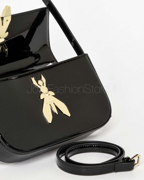 Patrizia Pepe Borsa a Spalla "ESSENTIAL" Fly in Pelle Verniciata Glossy black  8B0231 L125 K182
