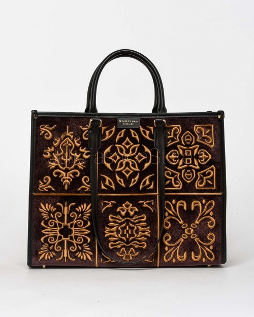 My Best Bag Tote a Mano Bordeaux Modello Atena Lisbona Velvet 37,5x30x14,5