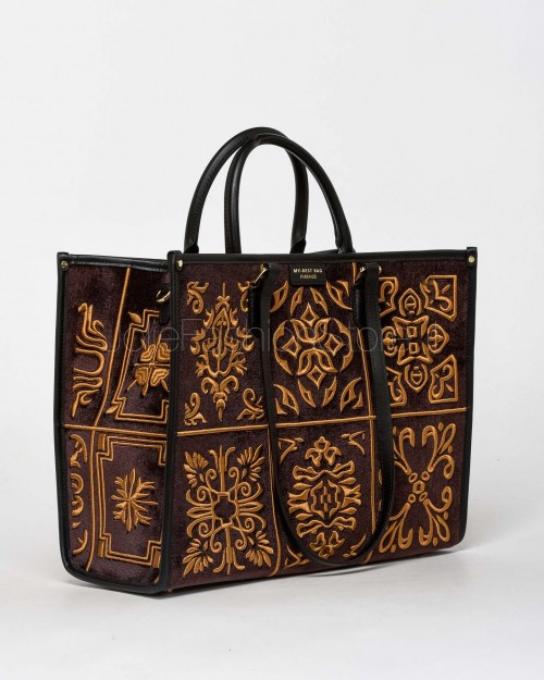 My Best Bag Tote a Mano Bordeaux Modello Atena Lisbona Velvet  F1-MYB-1001 TABAC