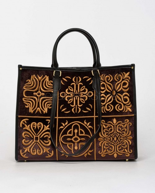 My Best Bag Tote a Mano Bordeaux Modello Atena Lisbona Velvet  F1-MYB-1001 TABAC