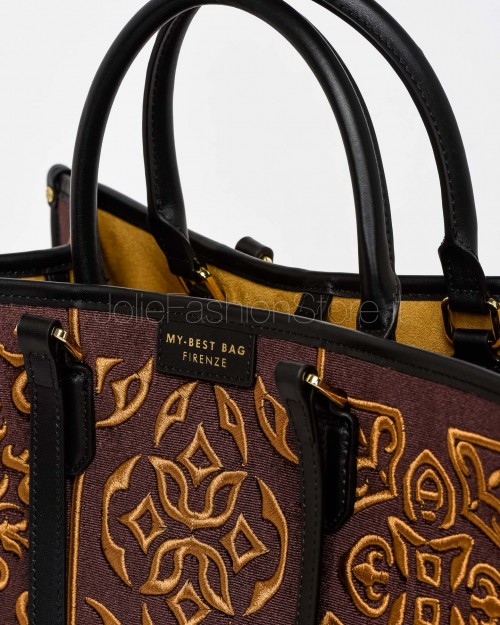 My Best Bag Tote a Mano Bordeaux Modello Atena Lisbona Velvet  F1-MYB-1001 TABAC
