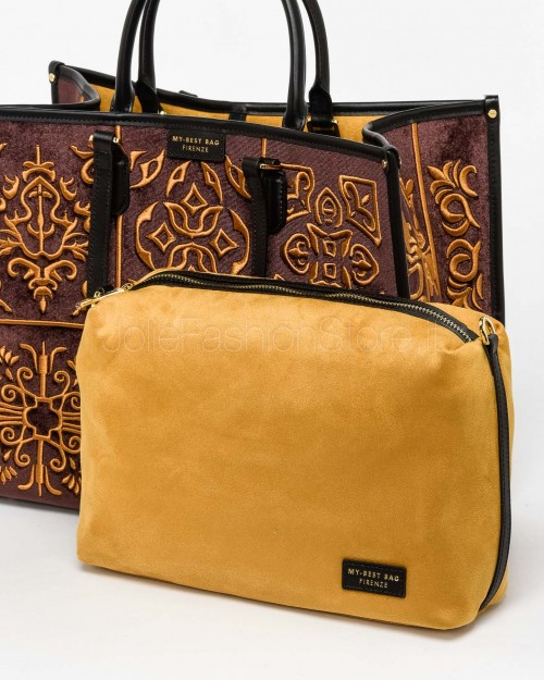 My Best Bag Tote a Mano Bordeaux Modello Atena Lisbona Velvet  F1-MYB-1001 TABAC
