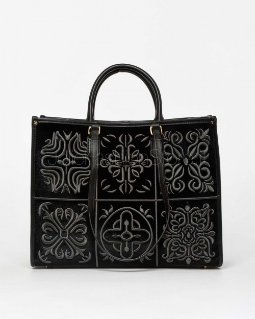 My Best Bag Tote a Mano Nero Modello Atena Lisbona Velvet  F1-MYB-1001 BLACK TIE