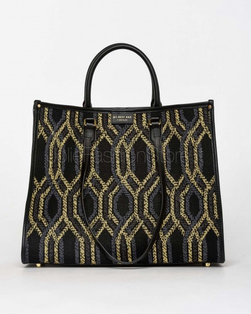 My Best Bag Tote a Mano Nero Modello Atena Fortuny 38x30x14,5