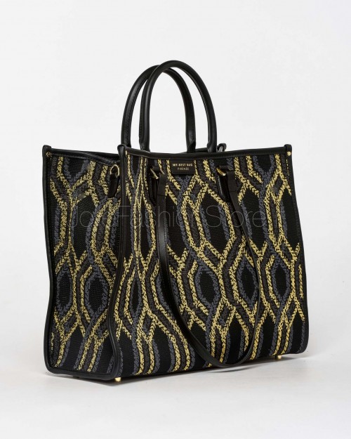 My Best Bag Tote a Mano Nero/Giallo Modello Atena Fortuny  F1-MYB-1010 TIEPOLO
