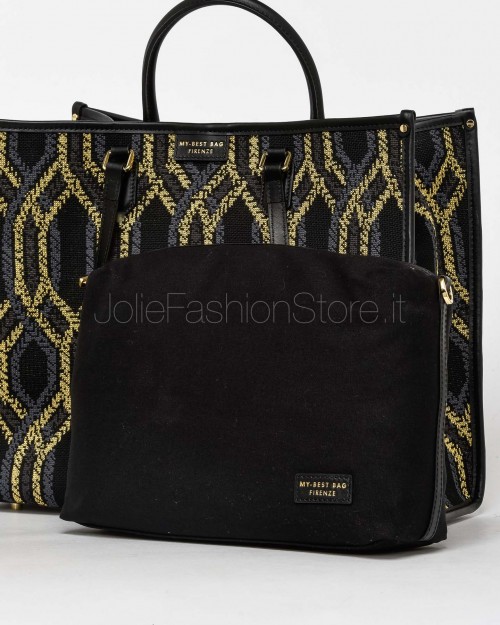 My Best Bag Tote a Mano Nero/Giallo Modello Atena Fortuny  F1-MYB-1010 TIEPOLO