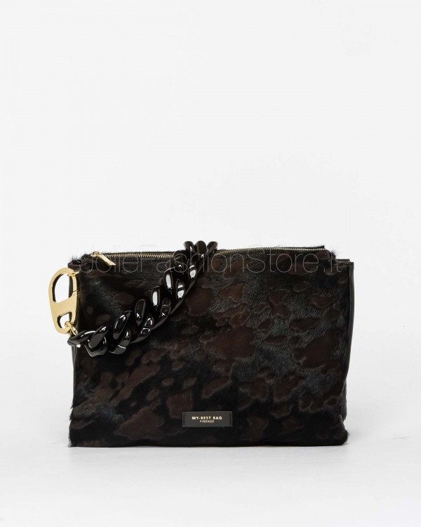 My Best Bag Borsa 3 Scomparti Leopardato Cioccolato Modello Reflex Cavallino  F1-MYB-1021 CHOCOLATE