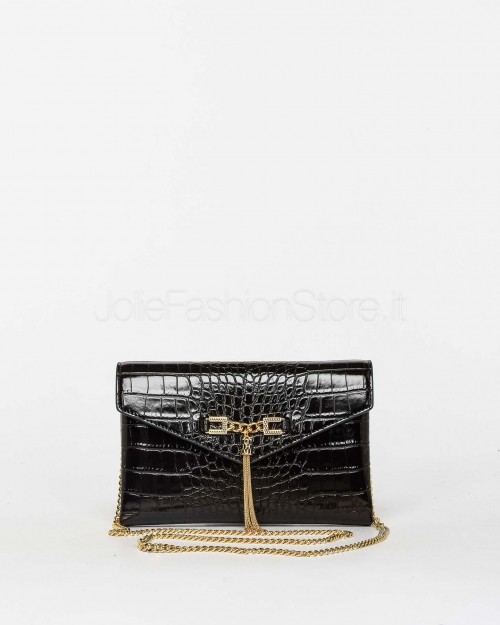 Elisabetta Franchi Pochette Stampa Cocco Nero