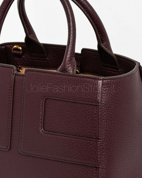 Elisabetta Franchi Borsa Tote Piccola Con Logo in Rilievo Merlot  BS35A56E2 EA4