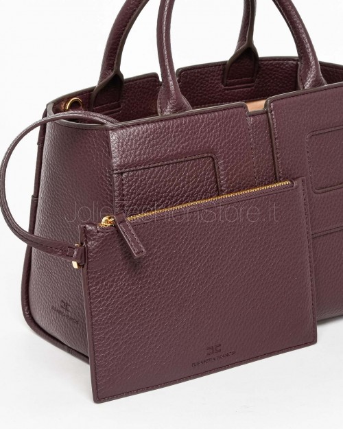 Elisabetta Franchi Borsa Tote Piccola Con Logo in Rilievo Merlot  BS35A56E2 EA4