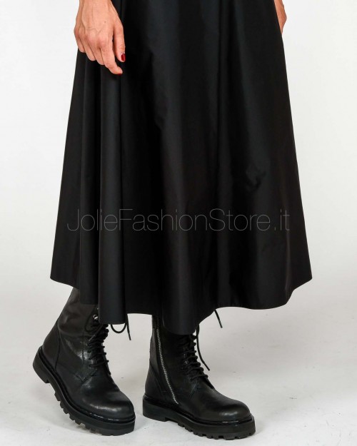 Elisabetta Franchi Gonna Midi in Tessuto Vela con Cintura Nero  GO13857E2 110