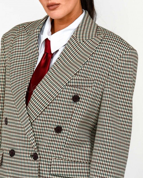 Jacqueur Giacca Doppiopetto Fantasia Check Multicolore  GDP01 VERDE BLUES