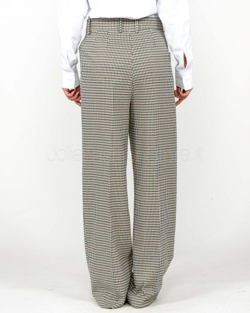 Jacqueur Pantalone a PalazzoFantasia Check Multicolore  P1P01 VERDE BLUES