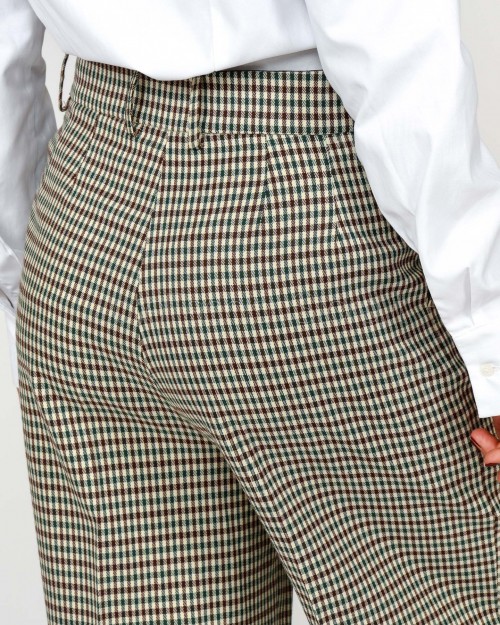 Jacqueur Pantalone a PalazzoFantasia Check Multicolore  P1P01 VERDE BLUES