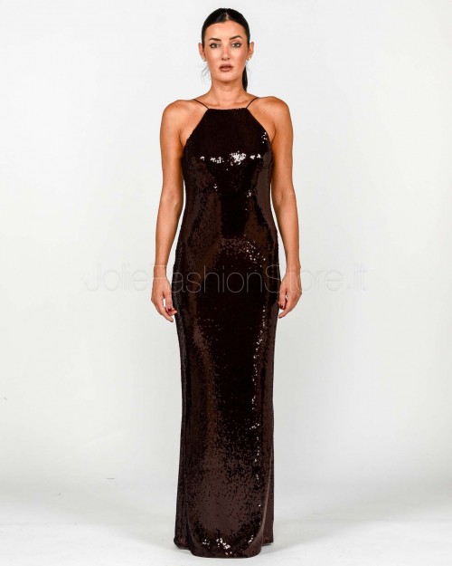 Patrizia Pepe Abito Lungo in Tulle con Paillettes Purple Red Sequins  8A1567 J326 M549