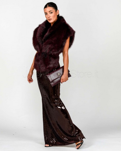 Patrizia Pepe GILET Purple Red Fur