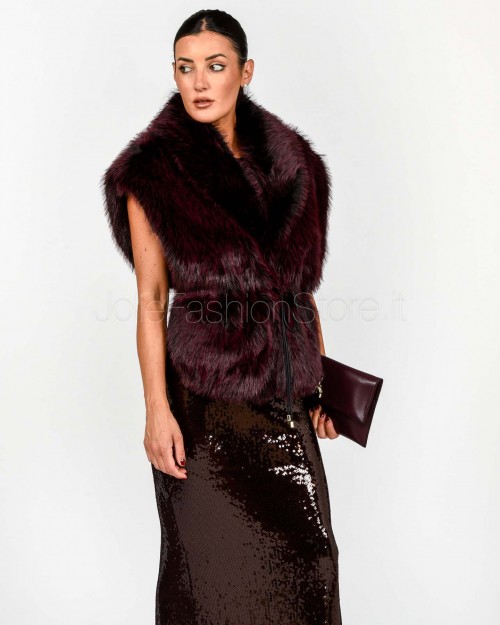 Patrizia Pepe Gilet Revesibile Purple Red Eco Fur  8F0063 E072 R871