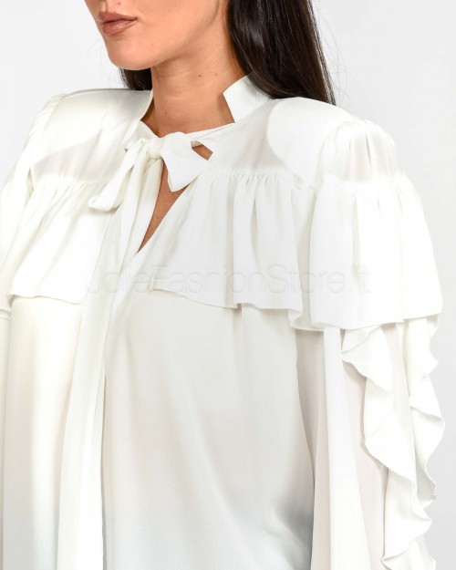 Actualee Camicia Bianca con Volant e Fiocco  15157 BIANCO