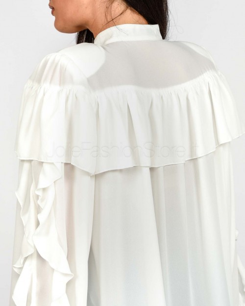 Actualee Camicia Bianca con Volant e Fiocco  15157 BIANCO