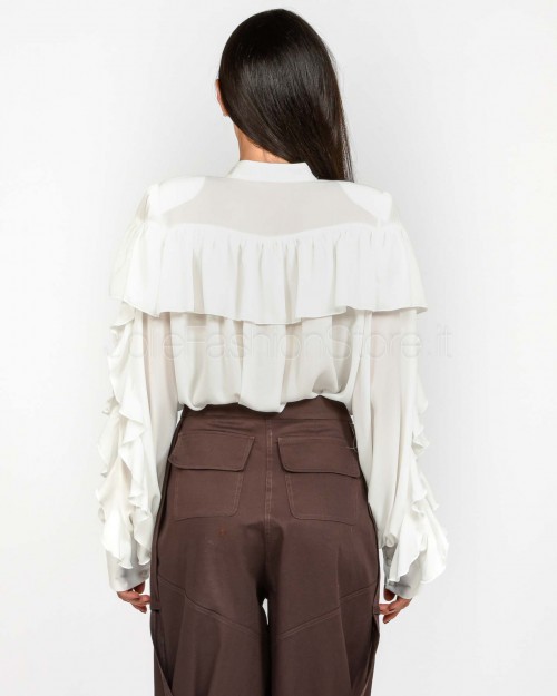 Actualee Camicia Bianca con Volant e Fiocco  15157 BIANCO