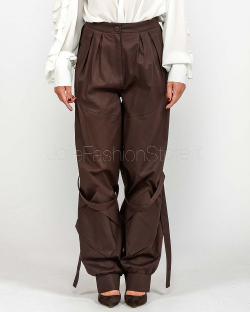 Actualee Pantalone Cargo Con Cinture Decorative Marrone  15187 BROWN