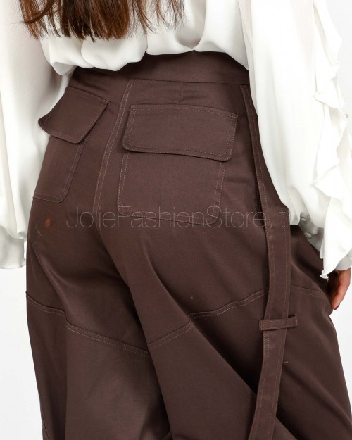 Actualee Pantalone Cargo Con Cinture Decorative Marrone  15187 BROWN