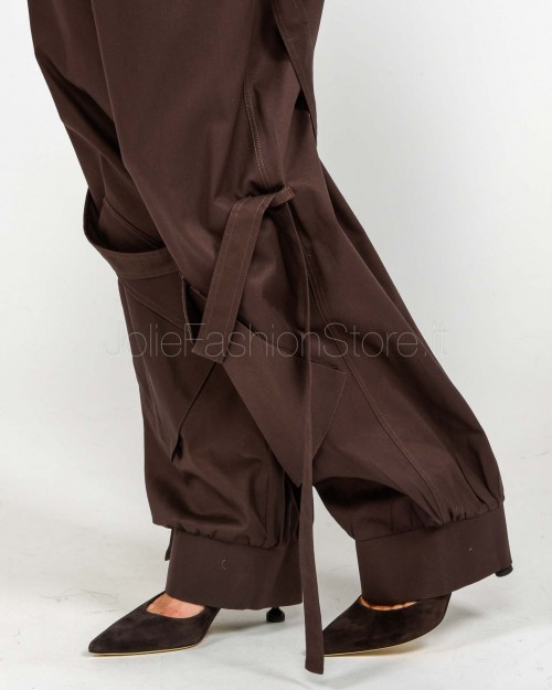 Actualee Pantalone Cargo Con Cinture Decorative Marrone  15187 BROWN