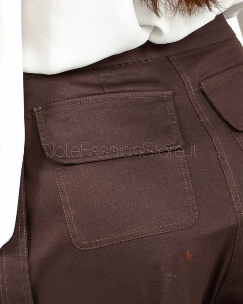 Actualee Pantalone Cargo Con Cinture Decorative Marrone  15187 BROWN