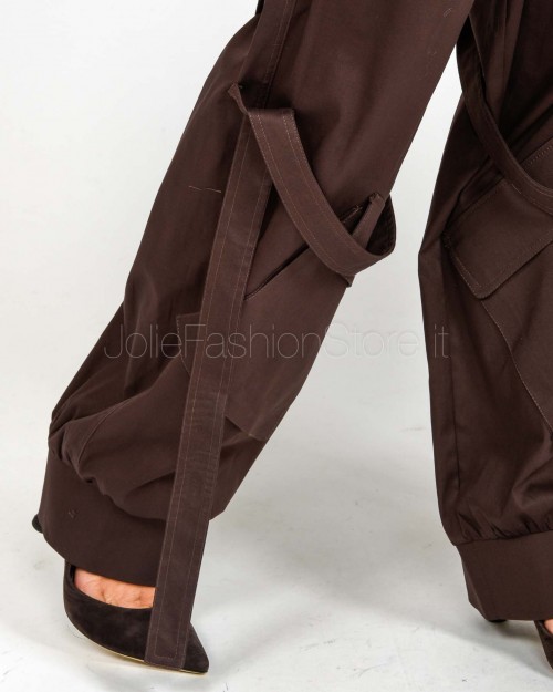 Actualee Pantalone Cargo Con Cinture Decorative Marrone  15187 BROWN