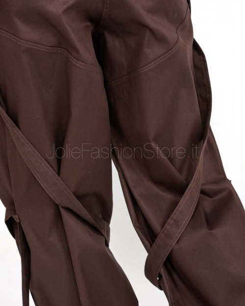 Actualee Pantalone Cargo Con Cinture Decorative Marrone  15187 BROWN
