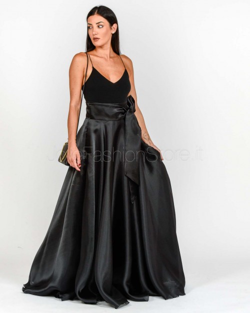 Alessandro Legora Gonna Lunga in Organza  AT304 NERO