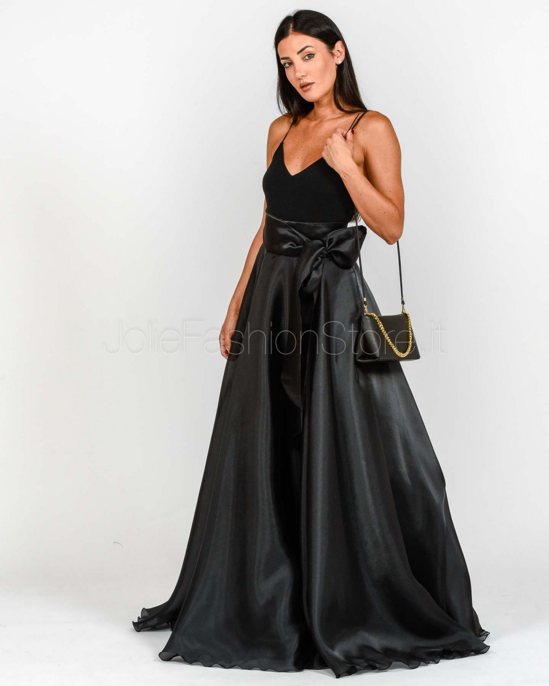 Alessandro Legora Gonna Lunga in Organza  AT304 NERO