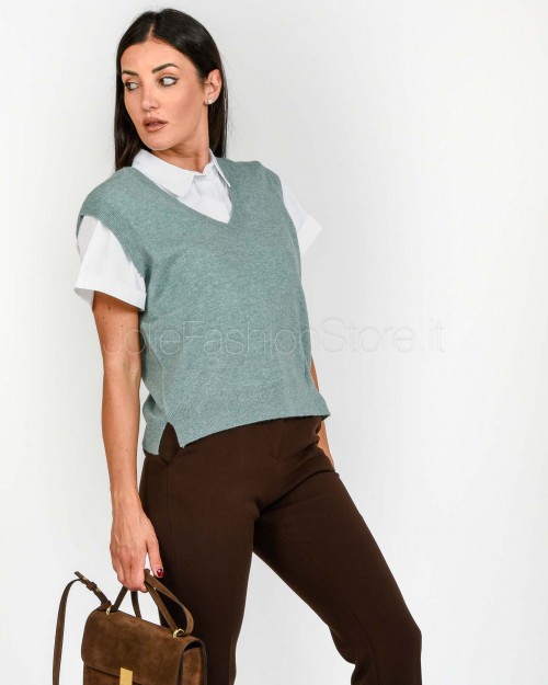 Not Shy Gilet Scollo a V Aquamarine Modello Elsie