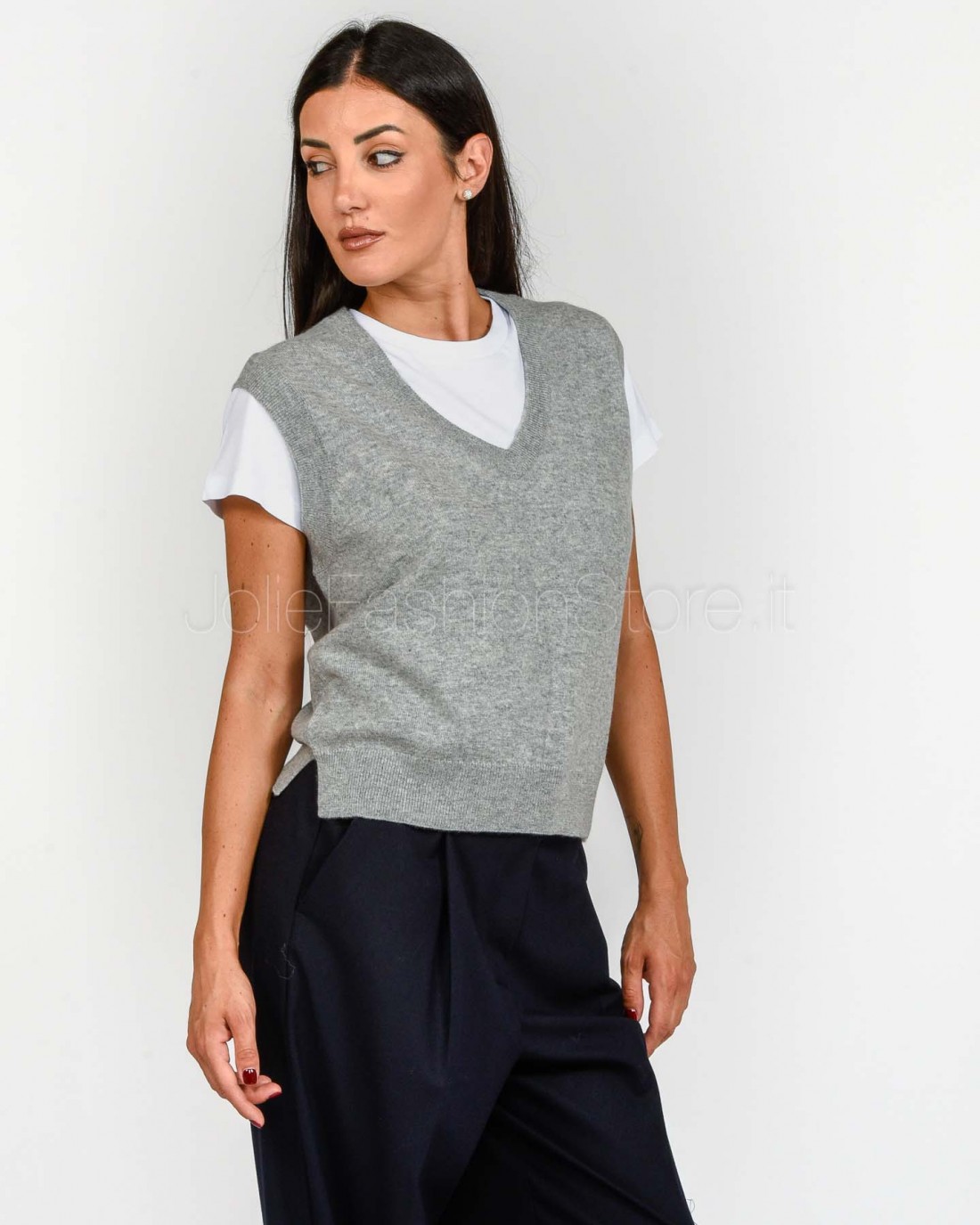 Not Shy Gilet Scollo a V Grigio...