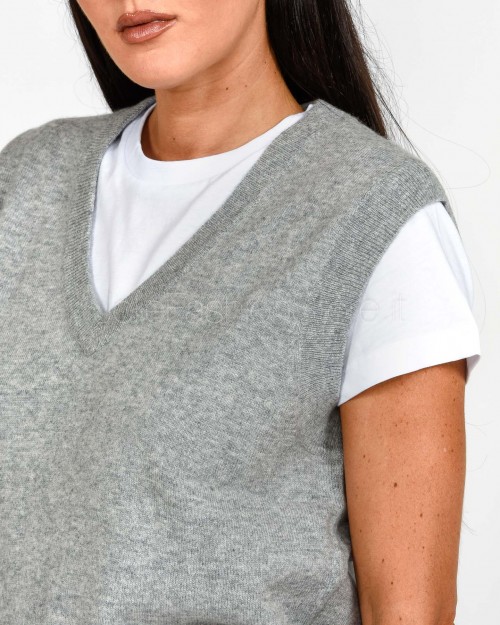Not Shy Gilet Scollo a V Grigio Modello Elsie  ELSIE GRIS CHINE