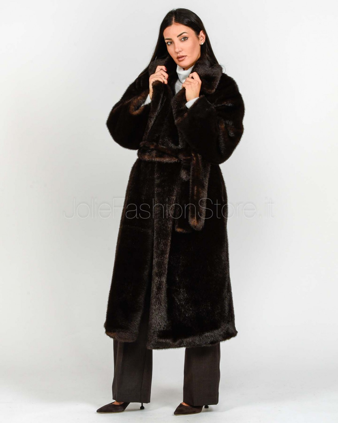 Solo Tre Cappotto Eco Fur Fondente