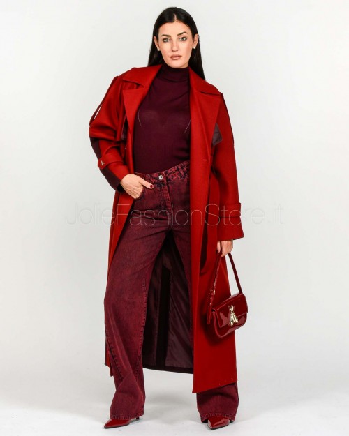 Patrizia Pepe Cappotto Trench in Lana Velvet/Purple Red  8O0188 A630 J4L3