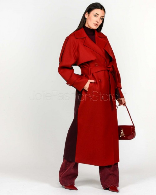 Patrizia Pepe Cappotto Trench in Lana Velvet/Purple Red  8O0188 A630 J4L3