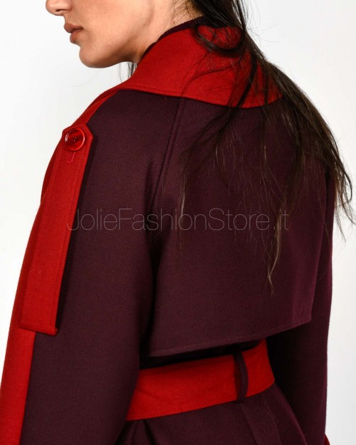 Patrizia Pepe Cappotto Trench in Lana Velvet/Purple Red  8O0188 A630 J4L3