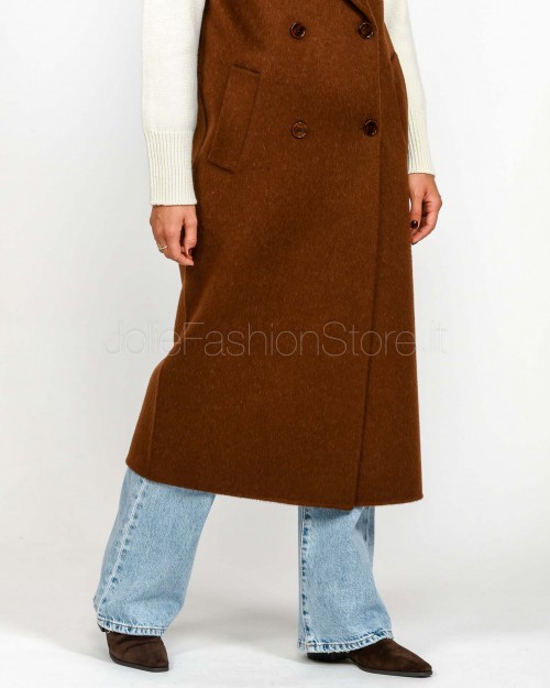 Patrizia Pepe Cappotto Smanicato in Lana e Alpaca Earth Brown  8O0189 A610 B834