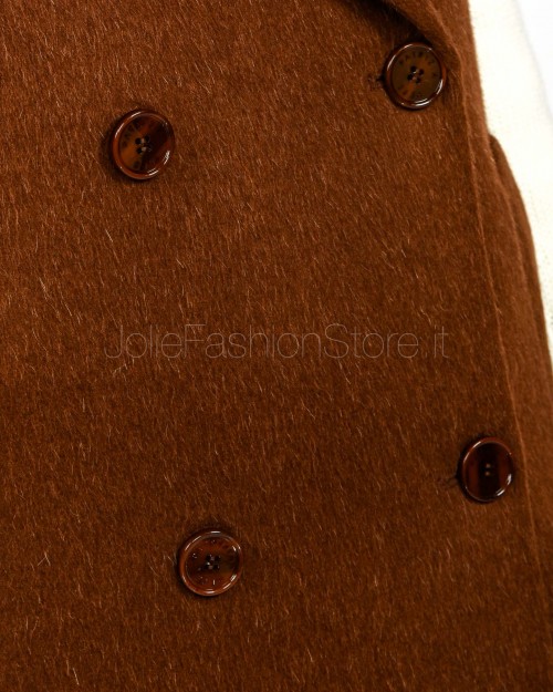 Patrizia Pepe Cappotto Smanicato in Lana e Alpaca Earth Brown  8O0189 A610 B834