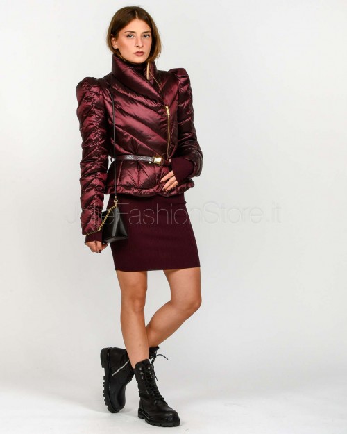 Elisabetta Franchi Piumino in Tessuto Vela con Baschina Merlot  PI89Z56E2 EA4