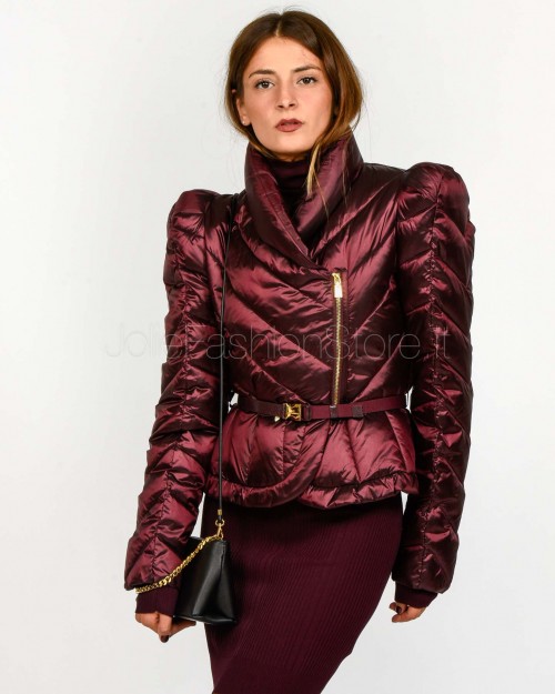 Elisabetta Franchi Piumino in Tessuto Vela con Baschina Merlot  PI89Z56E2 EA4