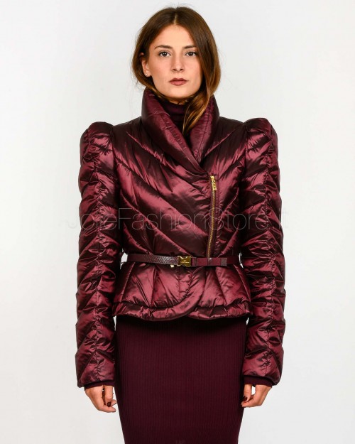 Elisabetta Franchi Piumino in Tessuto Vela con Baschina Merlot  PI89Z56E2 EA4
