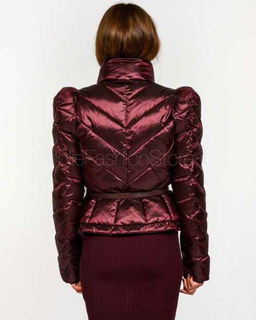 Elisabetta Franchi Piumino in Tessuto Vela con Baschina Merlot  PI89Z56E2 EA4